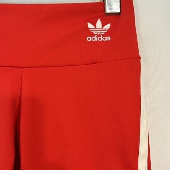NWT Adidas Women Originals Long 3-Stripes BIKER SHORTS Lush Red/White size XS - Picture 5 of 10